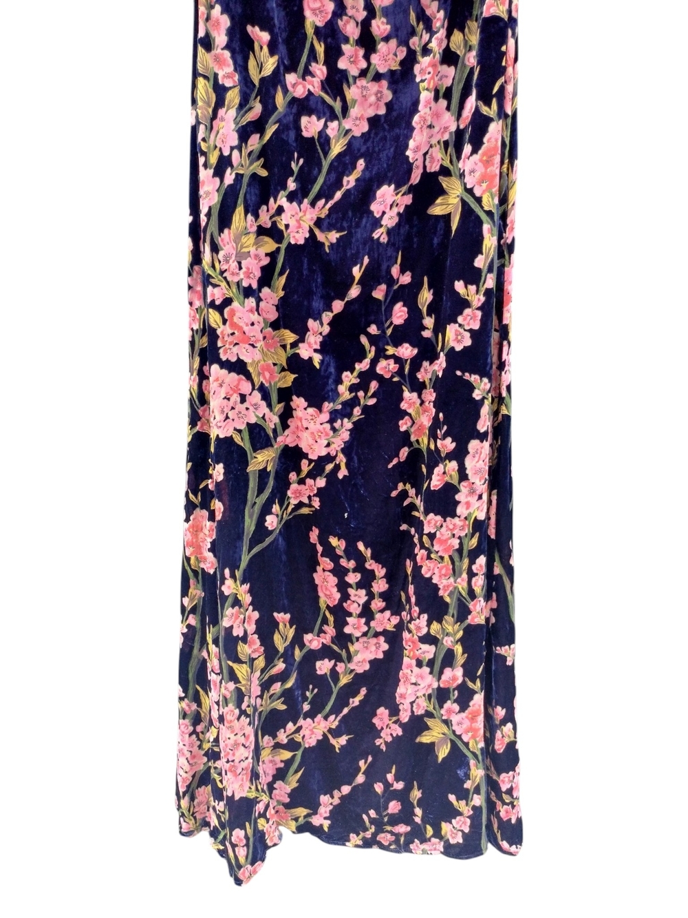 Lulus Bloom In Mind Navy Velvet Floral Strapless Maxi Dress" Size L - Picture 7 of 9